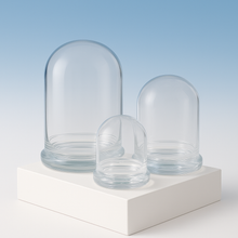 Load image into Gallery viewer, Bloomify Glass Dome Set – Large, Medium, and Small Domes – Premium Anti-Fog Glass Cloche Bell Jars with Base – Elevate Your Space with Timeless Elegance for Home Décor, Tabletop Displays, and Terrariums (No Plants)
